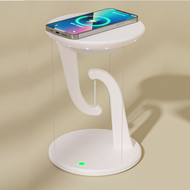 Stylish wireless charging stand with smartphone, offering seamless and effortless charging for modern lifestyles.