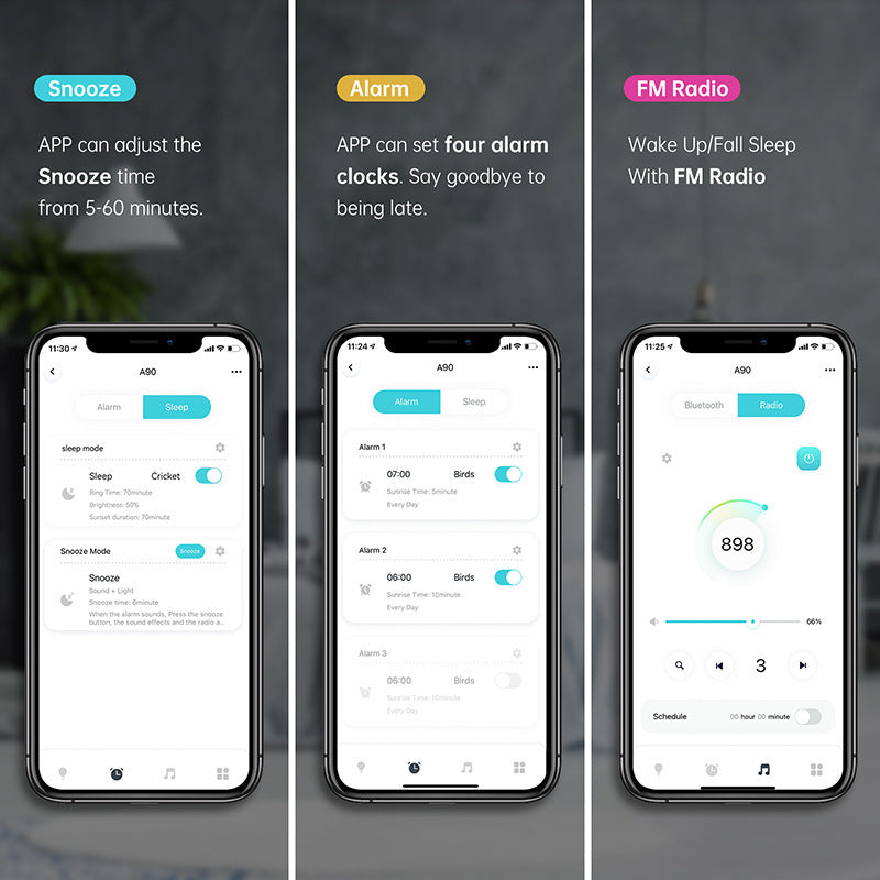 Sunrise Alarm Clock WiFi Smart APP Wake Up Clock Light Simulation Dual Alarm FM Radio Adjustable Light Bluetooth Bedroom Bedside