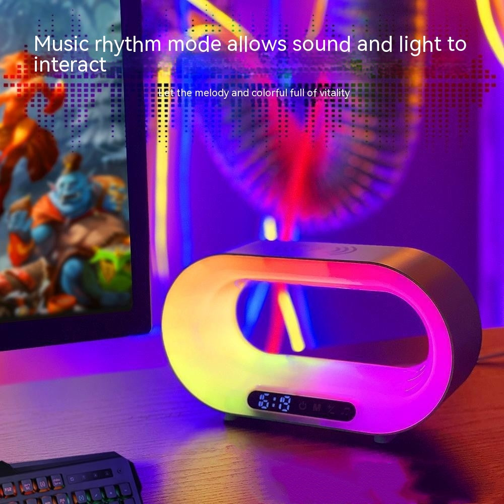 3-In-1 LED Night Light APP Control RGB Atmosphere - Desk Lamp, Wireless Charger & Alarm Clock