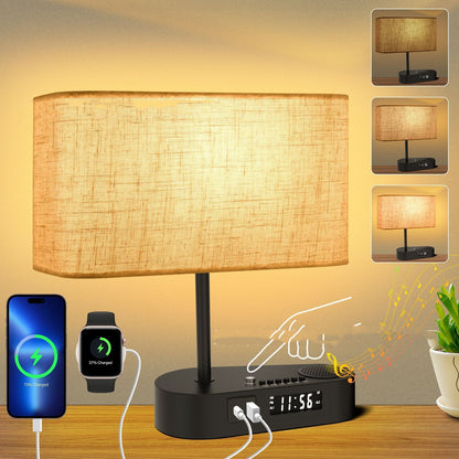 Multifunctional Elegant Fabric Table Lamp – Bluetooth Speaker, Alarm Clock