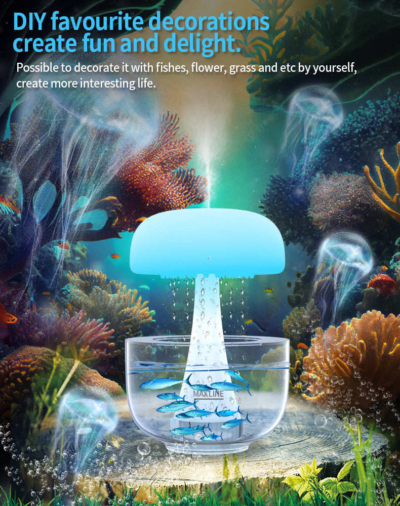 Jellyfish Raindrop Humidifier &amp; Aroma Diffuser – 7 Colors Ambience Light Cloud Rain