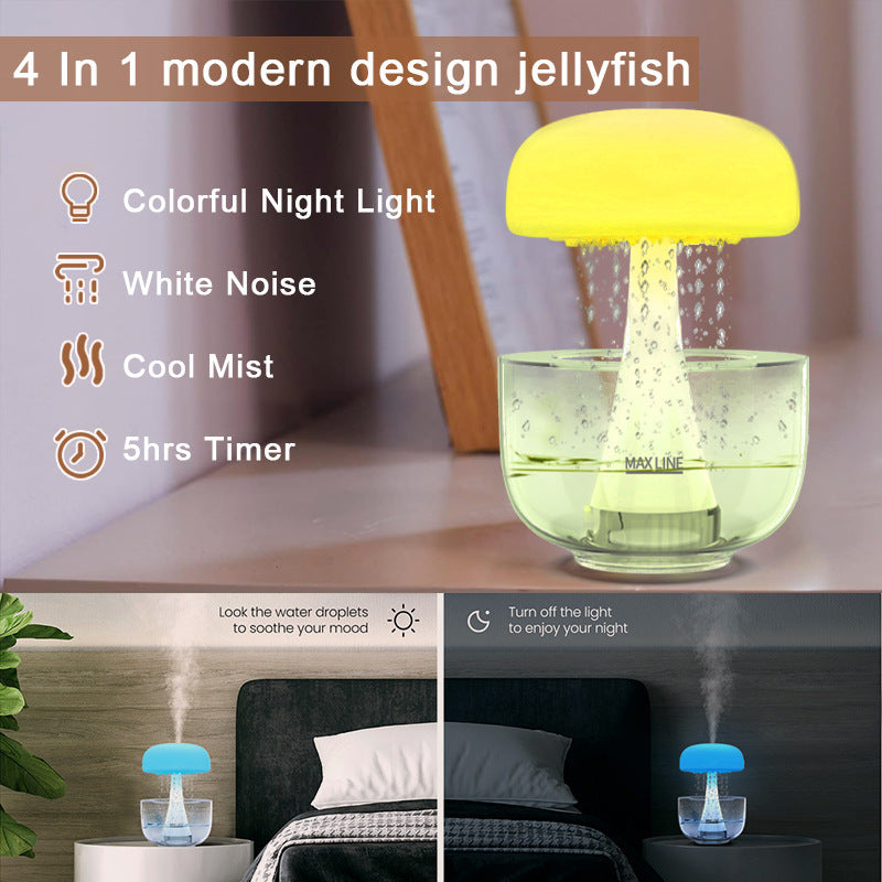 Jellyfish Raindrop Humidifier &amp; Aroma Diffuser – 7 Colors Ambience Light Cloud Rain