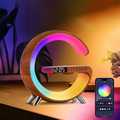 New Intelligent G Shaped LED Lamp Bluetooth Speake Wireless Charger Atmosphere Lamp App Control For Bedroom Home Decor