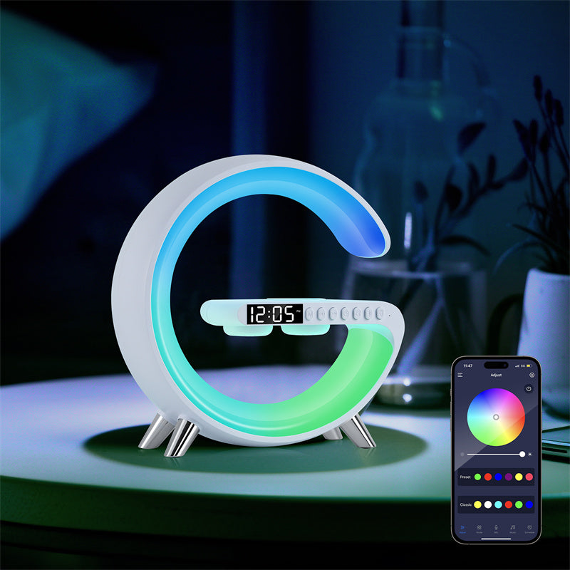 New Intelligent G Shaped LED Lamp Bluetooth Speake Wireless Charger Atmosphere Lamp App Control For Bedroom Home Decor