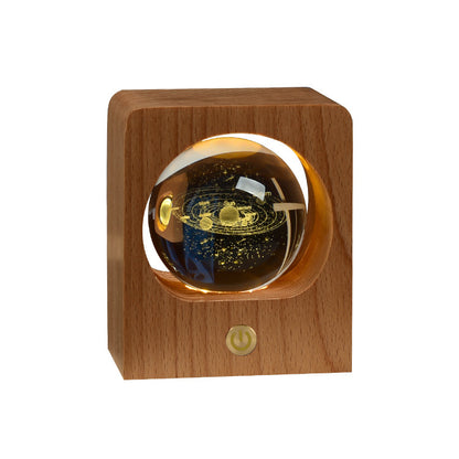 Beech Crystal Ball Night Light 3D Laser Engraving  For Bedroom Decoration Gifts Home Decor