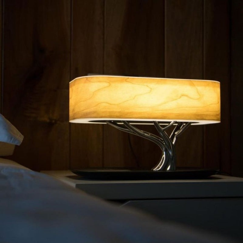 Elegant Tree Light Table Lamp with Bluetooth Speaker & Wireless Charging