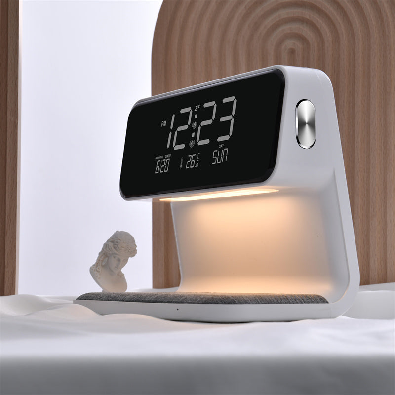 Creative 3 In 1 Bedside Lamp Wireless Charging LCD Screen Alarm Clock