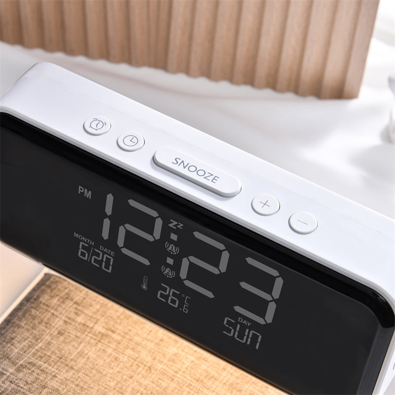 Creative 3 In 1 Bedside Lamp Wireless Charging LCD Screen Alarm Clock