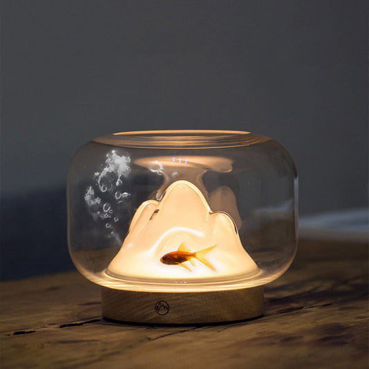 Mountain Desktop Night Light & Fishbowl – LED Ambient Lighting