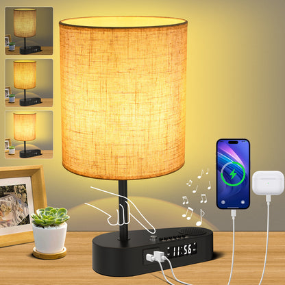 Multifunctional Elegant Fabric Table Lamp – Bluetooth Speaker, Alarm Clock