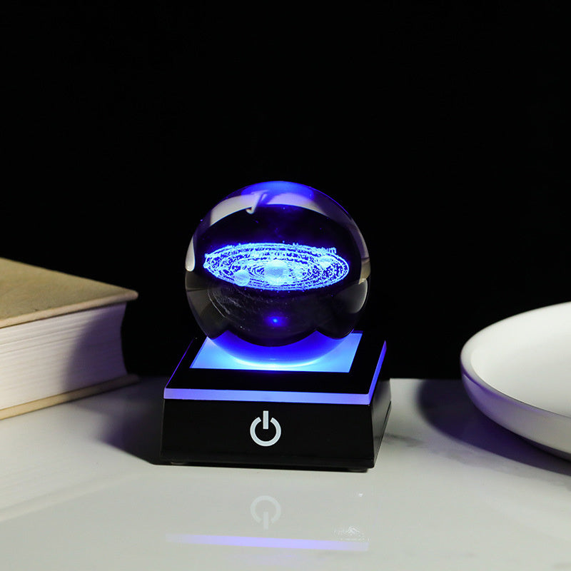 Creative Desktop Decoration With 3D Luminous Atmosphere And Small Night Light Carved Inside The Crystal Ball