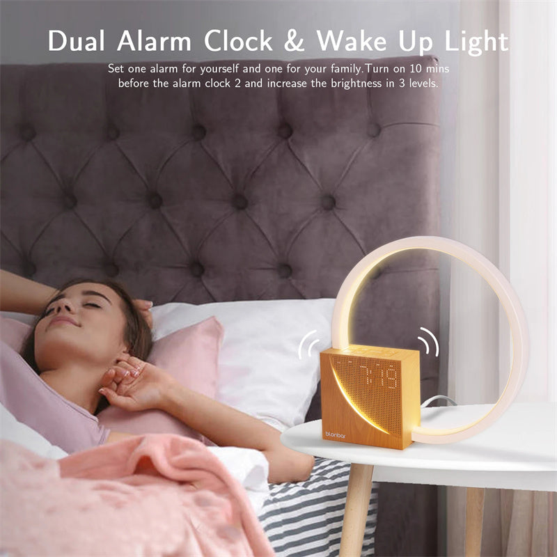 Multifunctional Desk Lamp with Alarm Clock and Natural Sounds, Touch Control 3 Levels Brightness