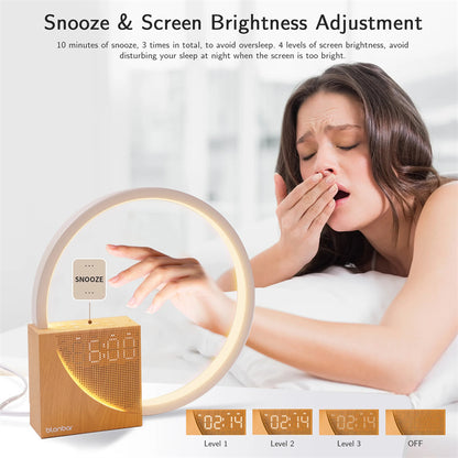 Multifunctional Desk Lamp with Alarm Clock and Natural Sounds, Touch Control 3 Levels Brightness