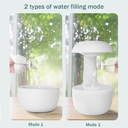 Two water filling modes for Anti-Gravity Air Humidifier, showcasing versatility and ease of use in white design.