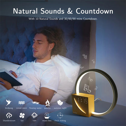 Multifunctional Desk Lamp with Alarm Clock and Natural Sounds, Touch Control 3 Levels Brightness